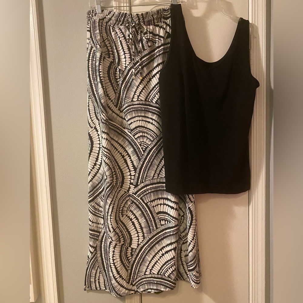 White House Black Market Black & White Skirt Large with Black Tank Top XLarge.